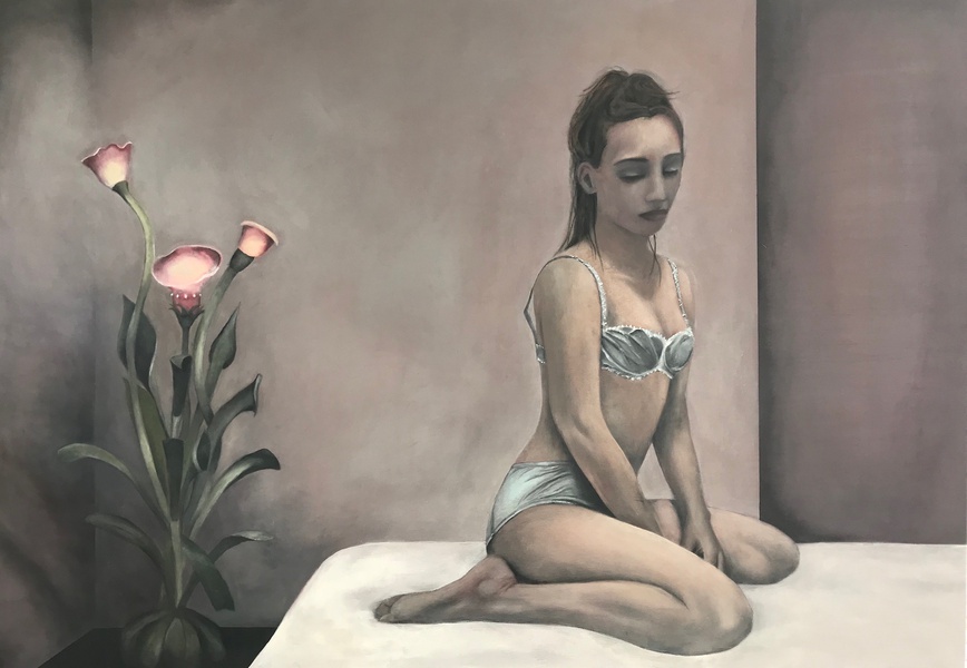 Mykonos Biennale  -  Girl on the edge of the bed - screen shot